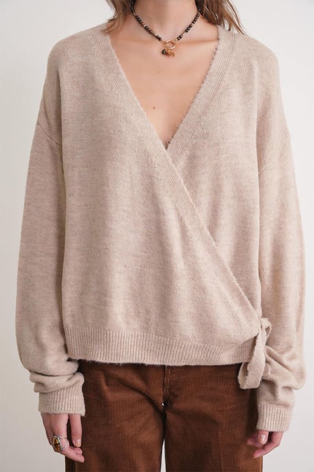 Rippstrick V-Ausschnitt Cardigan mit Bindeband - Image 5