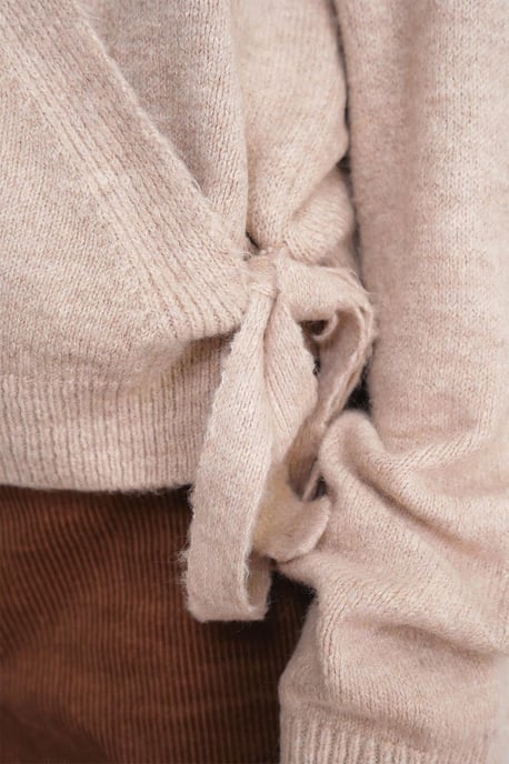 Rippstrick V-Ausschnitt Cardigan mit Bindeband - Image 6