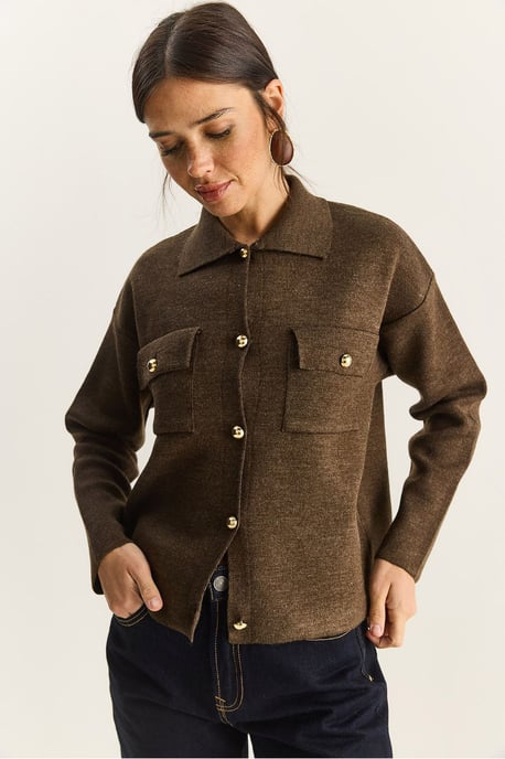 Polo-Kragen Strickjacke - Image 1