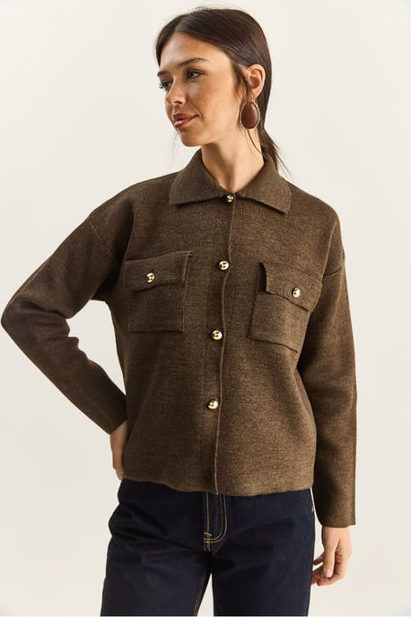 Polo-Kragen Strickjacke - Image 4
