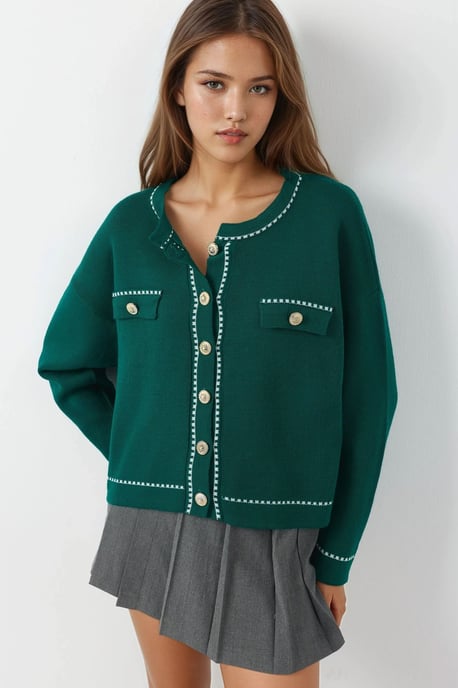 Rippstrick-Cardigan mit Knopfverschluss - Image 1