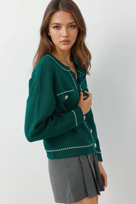 Rippstrick-Cardigan mit Knopfverschluss - Image 2