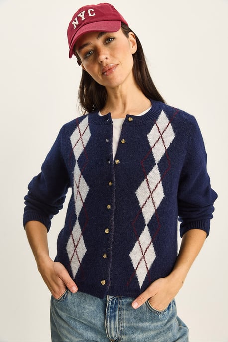 Argyle-Muster-Cardigan mit Knopfverschluss - Image 1