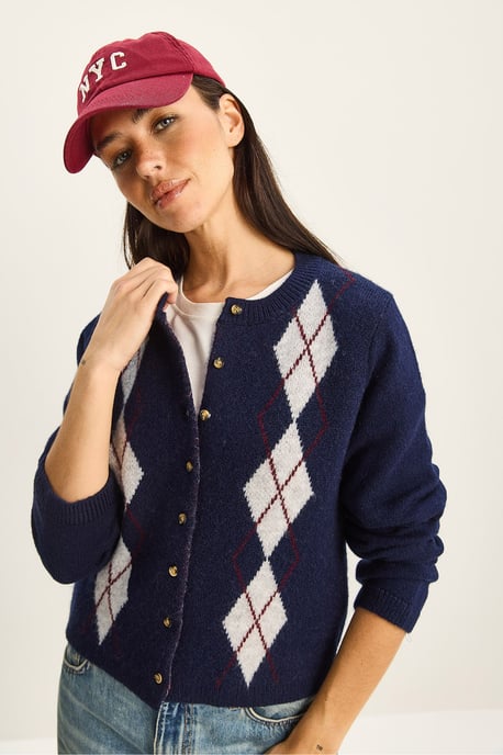 Argyle-Muster-Cardigan mit Knopfverschluss - Image 4