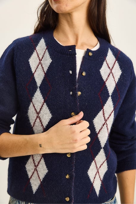 Argyle-Muster-Cardigan mit Knopfverschluss - Image 5