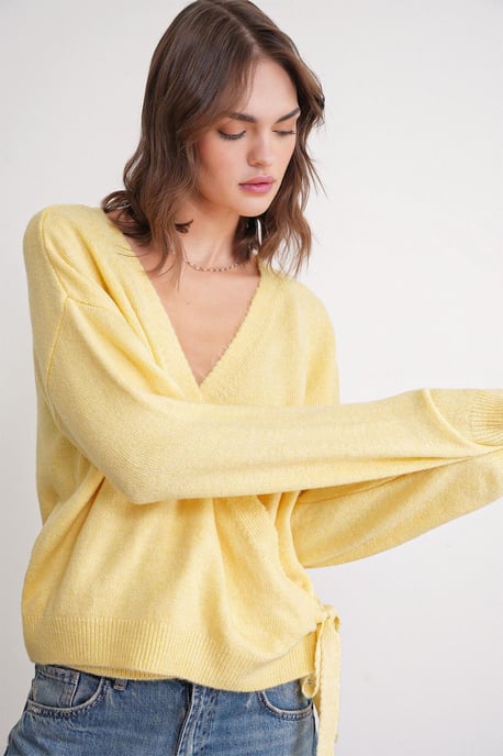 Rippstrick V-Ausschnitt Cardigan mit Bindeband - Image 3