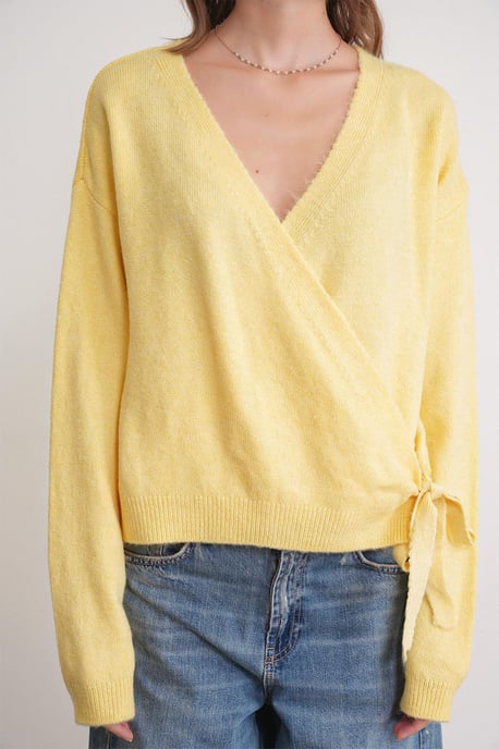Rippstrick V-Ausschnitt Cardigan mit Bindeband - Image 5
