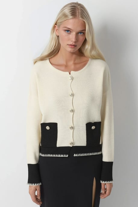 Pocket Detaillierter Strickcardigan mit Knopfverschluss - Image 6