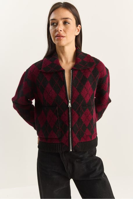 Dicker Jacquard-Strickcardigan mit Reißverschluss - Image 5