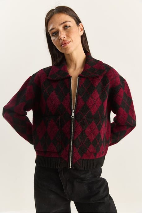 Dicker Jacquard-Strickcardigan mit Reißverschluss - Image 6