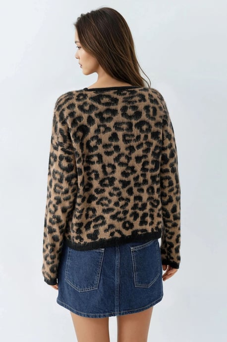 Leopardenmuster Knopf-Cardigan - Image 2