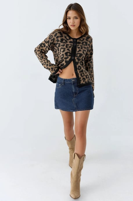 Leopardenmuster Knopf-Cardigan - Image 4