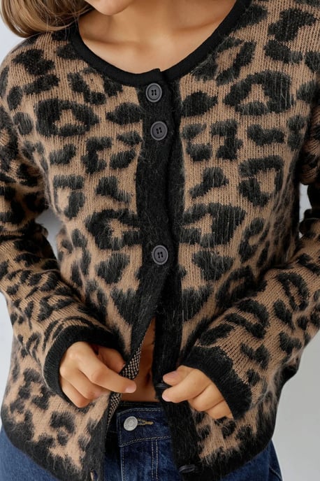 Leopardenmuster Knopf-Cardigan - Image 5