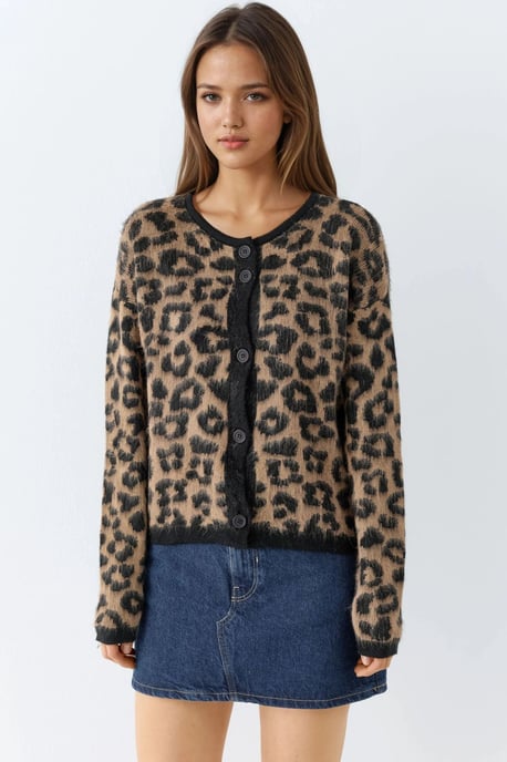 Leopardenmuster Knopf-Cardigan - Image 6