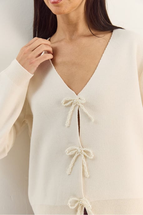 Knopf Detaillierter Strick V-Ausschnitt Cardigan - Image 6