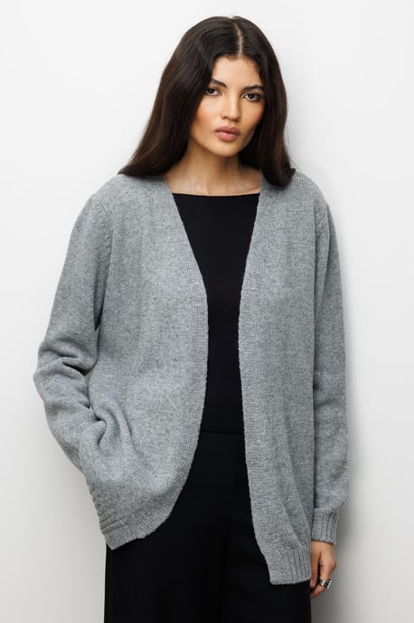 Mixray Oversized Rippstrick-Cardigan - Grau - Image 3