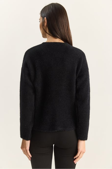 Bianco Lucci Bestickter Cardigan mit Knopfleiste - Schwarz - Image 6