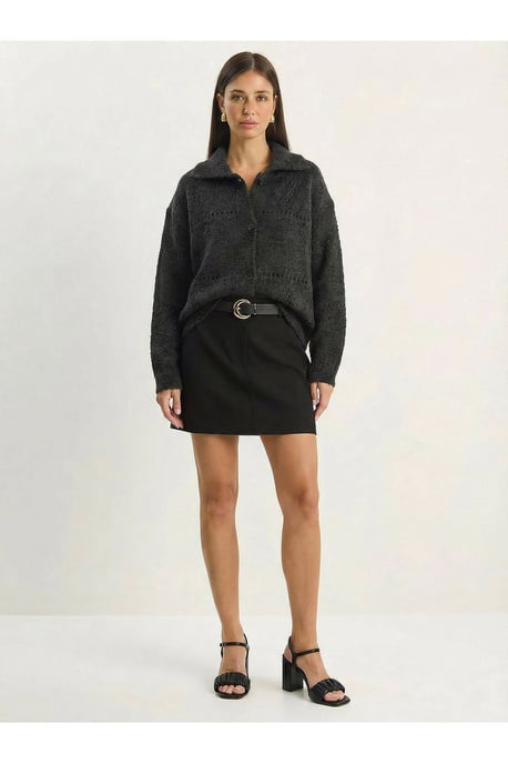 Strukturierter Polo-Kragen Knopf-Cardigan - Image 4