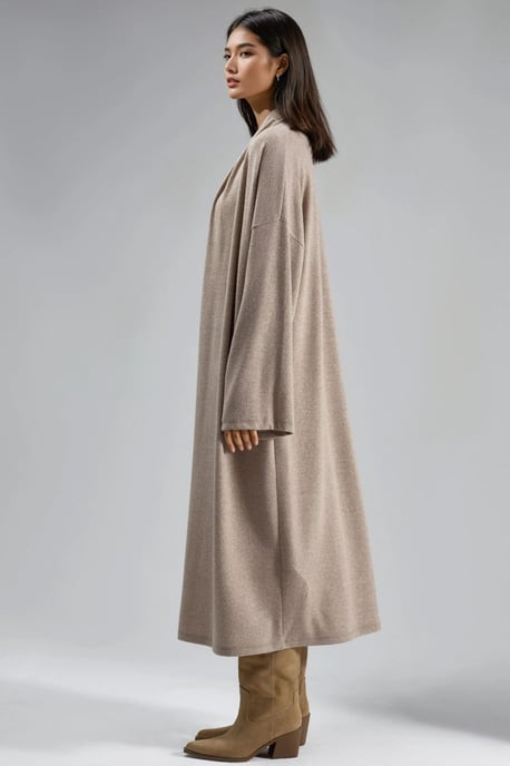 Lässiger Langarm-Cardigan mit offenem Vorderteil und Schalkragen - Image 5