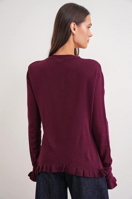 Rüschiger Gerippter Strickcardigan - Image 5