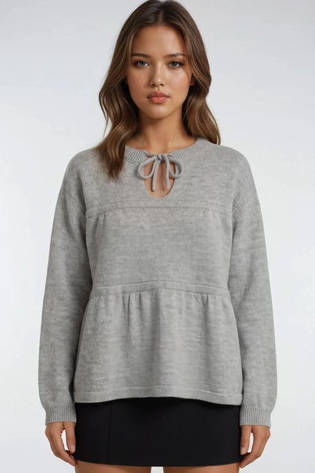 Locker gestrickter Pullover mit Bindeband - Image 5