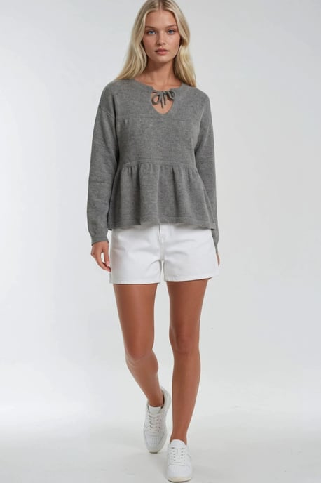 Locker gestrickter Pullover mit Bindeband - Image 4