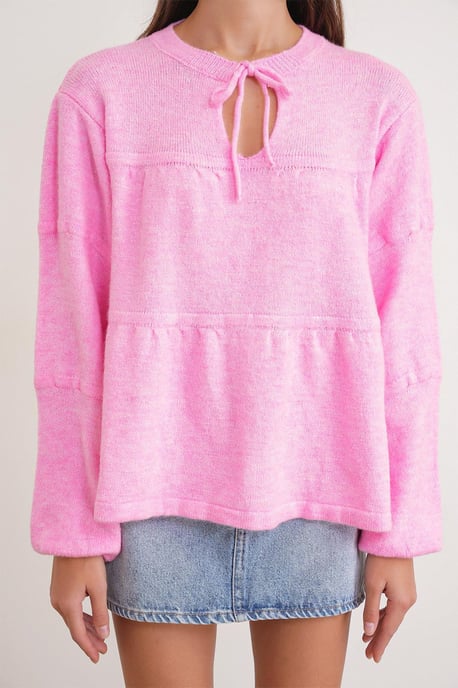 Locker gestrickter Pullover mit Bindeband - Image 4
