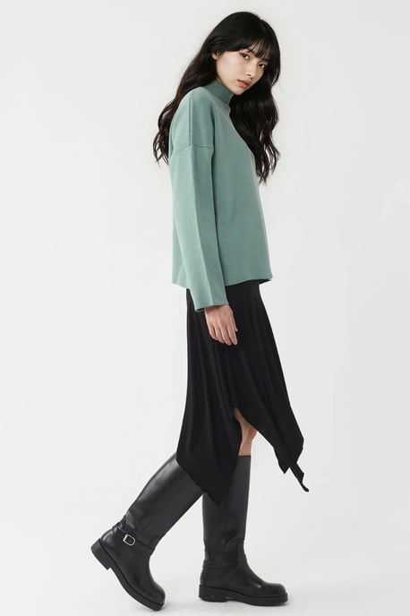 Oversized Halb-Stehkragen Strickpullover - Image 2