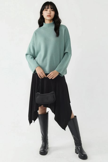 Oversized Halb-Stehkragen Strickpullover - Image 4