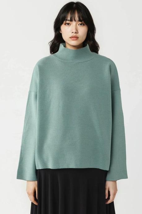 Oversized Halb-Stehkragen Strickpullover - Image 6