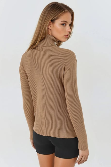 Figurbetonter Texturierter Rollkragenpullover - Image 4