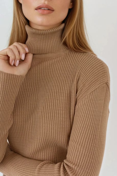 Figurbetonter Texturierter Rollkragenpullover - Image 5