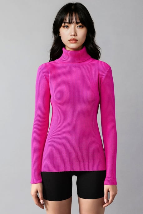 Taillierter strukturierter Rollkragenpullover - Image 6
