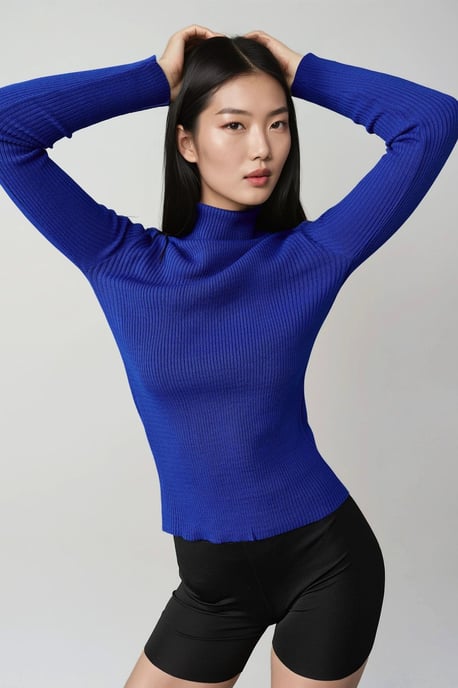 Taillierter Strukturrollkragenpullover - Image 3