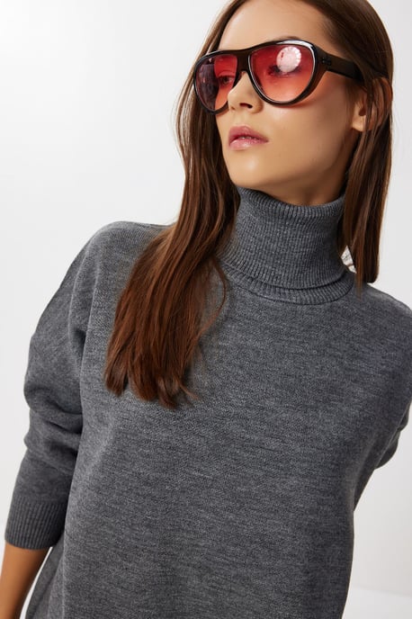 Strickpullover mit Struktur und übergroßem Rollkragen - Image 3