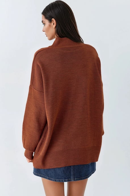 Oversized Halb-Stehkragen Strickpullover - Image 2