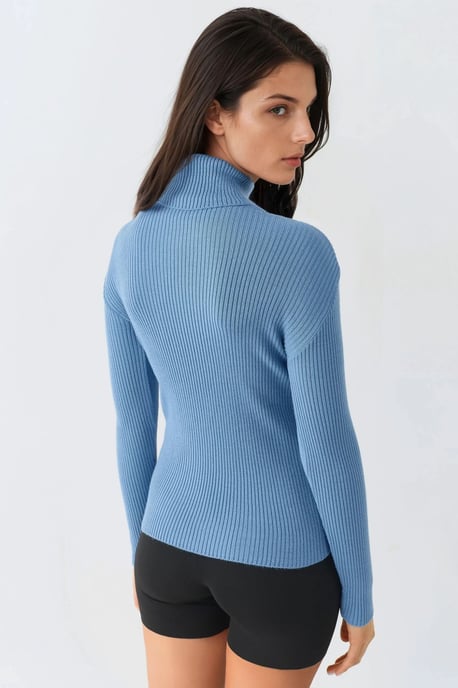Figurbetontes strukturiertes Rollkragensweatshirt - Image 2