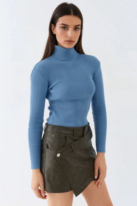 Figurbetontes strukturiertes Rollkragensweatshirt - Image 3