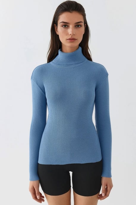 Figurbetontes strukturiertes Rollkragensweatshirt - Image 6