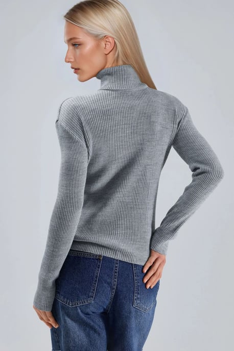 Figurbetonter Struktur-Pullover mit Rollkragen - Image 3