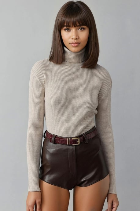 Figurbetonter strukturierter Rollkragenpullover - Image 1