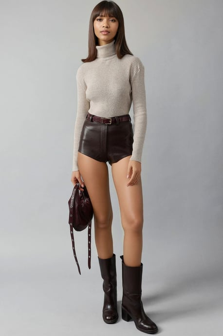 Figurbetonter strukturierter Rollkragenpullover - Image 2