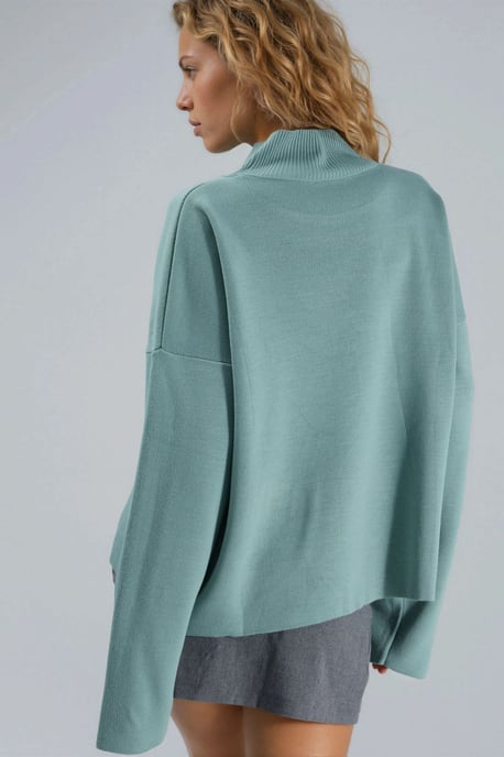 Übergroßer gerippter Rollkragenpullover - Image 3