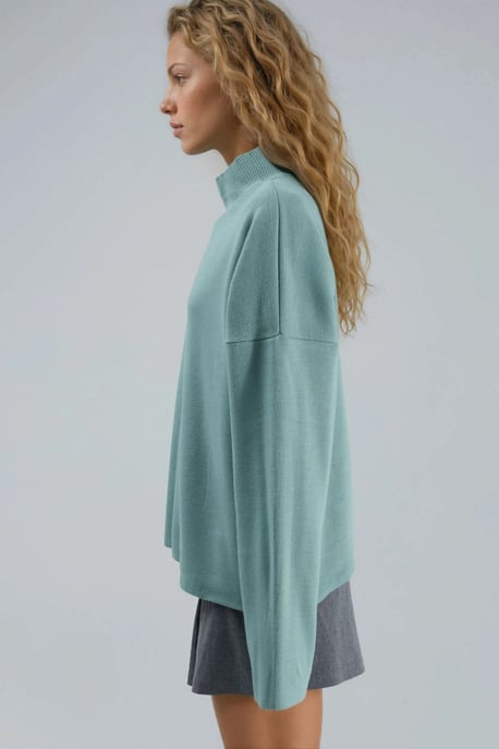Übergroßer gerippter Rollkragenpullover - Image 4