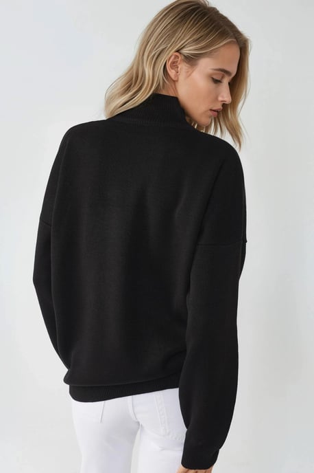 Oversized Halb-Stehkragen Strickpullover - Image 3