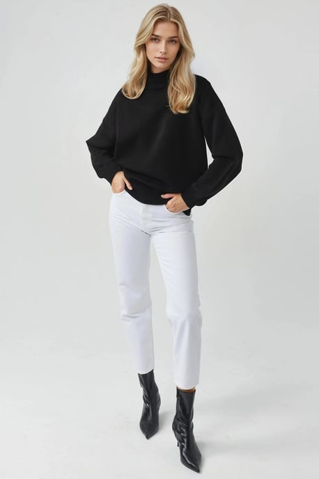 Oversized Halb-Stehkragen Strickpullover - Image 5