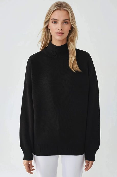 Oversized Halb-Stehkragen Strickpullover - Image 6