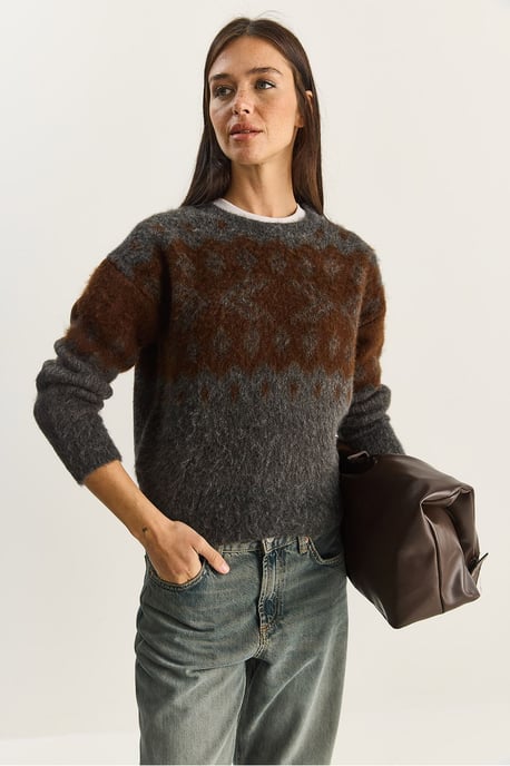 Ethnisches Muster Dickstrickpullover mit Rundhalsausschnitt - Image 3
