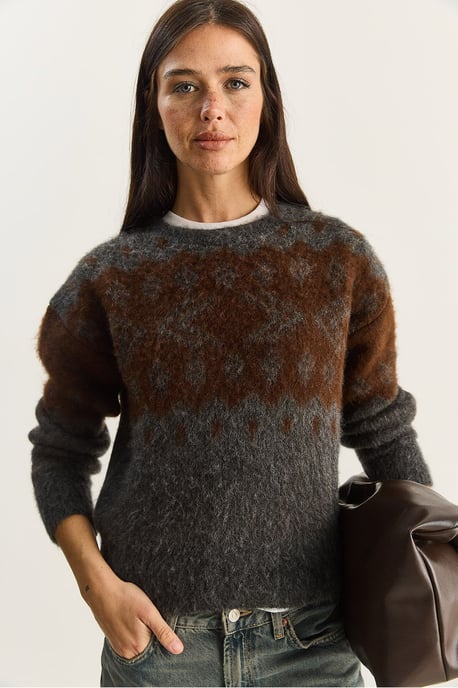Ethnisches Muster Dickstrickpullover mit Rundhalsausschnitt - Image 5