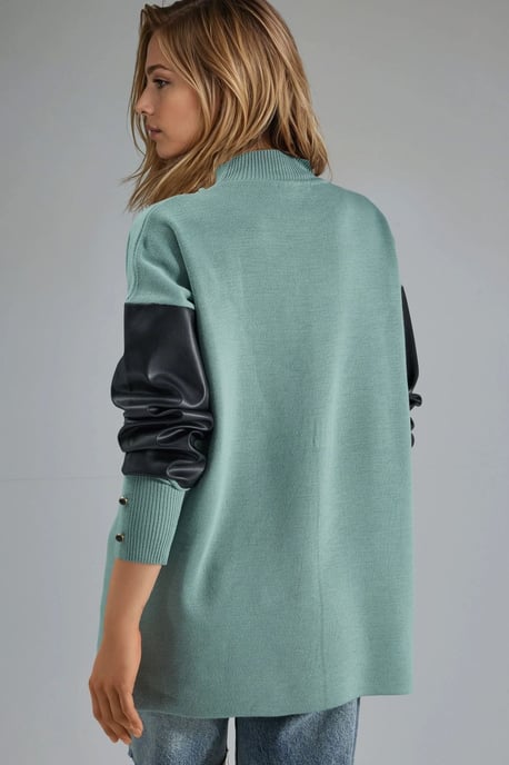 Fauxleder-Detaillierter Pullover - Image 3